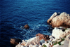Rocks and the blue mediterranean sea at Rauba Capeu (Nice)