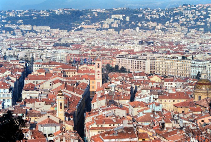 A view from the old town of Nice, taken from the castle hill.