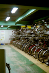 Bike parking lot in a normal building, in Tsujido