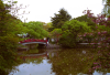 The lake around a small shrine, with a bridge, in a big temple place, near Kamakura station, I don't remember the name...