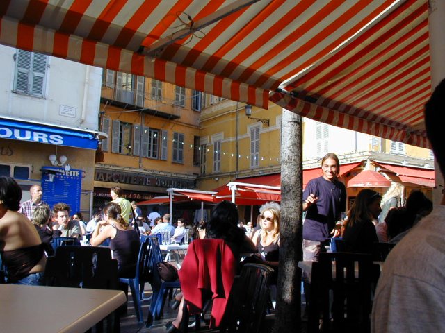 Street scene in the old town of Nice, on the Cours Saleya