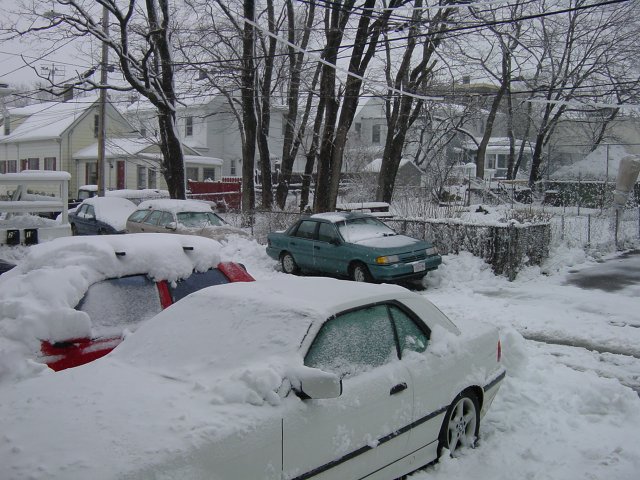 The outside of Hugo's and Philippe's place, full of snow