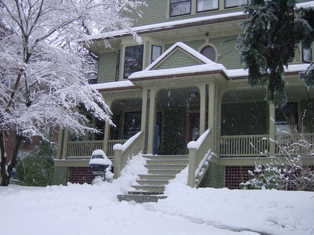 The ranch covered with snow