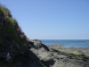 Vue de la mer, prise des rochers de la mini-falaise allant de l'hotel Thalassa a la plage.