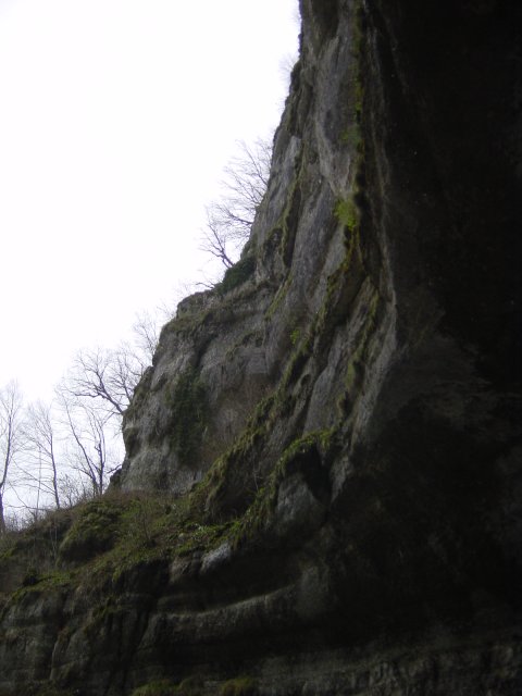 Falaise surplombant la source de la Loue. Doubs, France