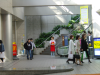 En pleine distribution de prospectus pres d'un escalator. Kobe, Japon.