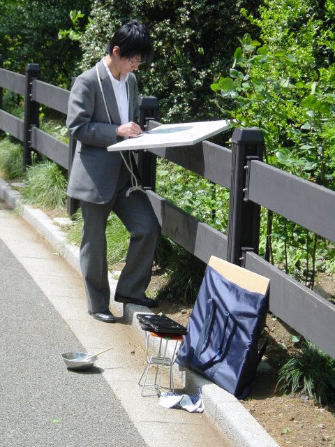 Peintre champetre, Parc de Shinjuku, Tokyo, Japon.