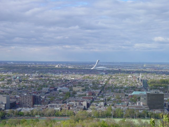 Stade Olympique, vu du Mont Royal. Montreal, Quebec, Canada.