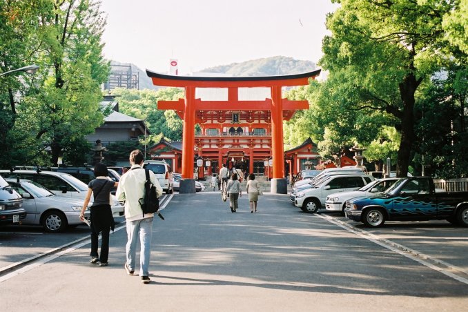 Porte rouge, Ikuta Jinja, Kobe, Japon.